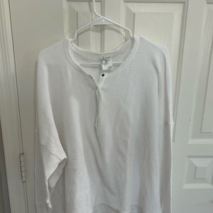 Aerie offline XL white waffle knit long sleeve Henley